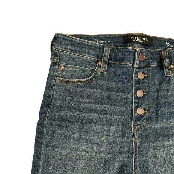 Liverpool Lucy High Rise Fly Button Bootcut Tall Long Dark Wash SZ 10 #2243 - Picture 4 of 14